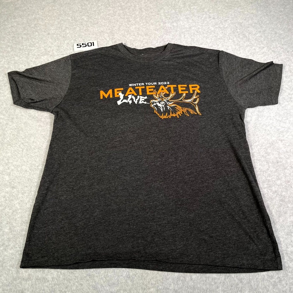 MeatEater T Shirt Men Large Black Cotton Live Winter Tour 2023 graphic Crew Neck